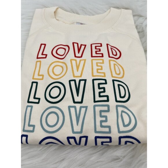 New Hanna Andersson Valentines Graphic Sweatshirt French Terry Ecru Girls Size 4 - Picture 2 of 11